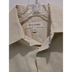 Vintage John W. Nordstrom Men's Beige Long Sleeve Button-Up Dress Shirt Size 16-